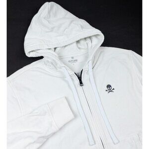 G/Fore Skull Logo Hoodie Men's Medium Full Zip White Golf Activewear Sweatshirt